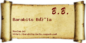 Barabits Béla névjegykártya
